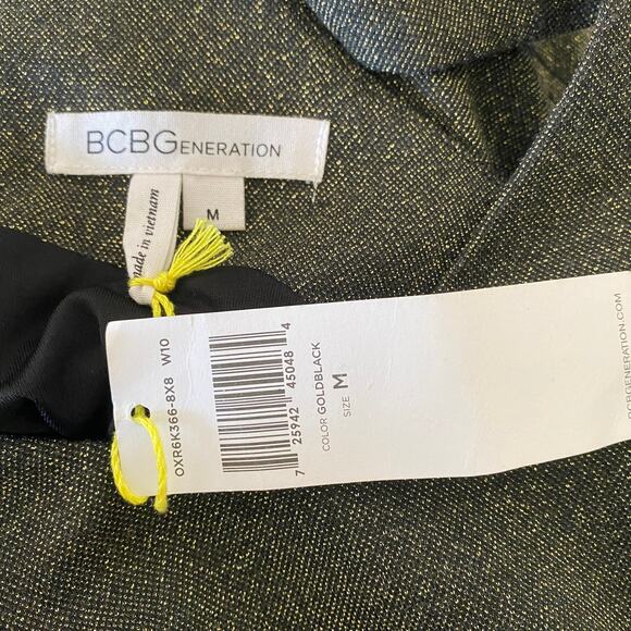 NWT BCBGeneration Gold Metallic Racerback Cocktail Dress Sz M - Picture 7 of 7